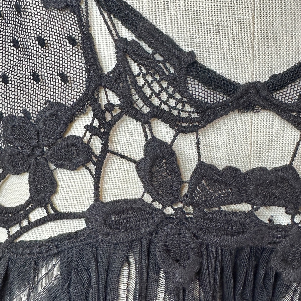 Free People Stars Align Black Swing Top M Boho - Picture 4 of 8